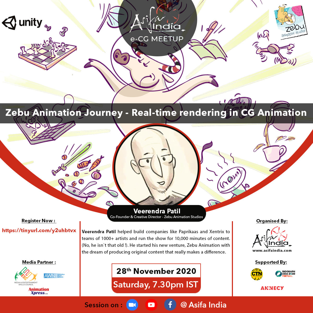 e-CG MEETUP 10 : Interaction with Veerendra Patil, Co-founder & Director of Zebu  Animation Studios, – Asifa India