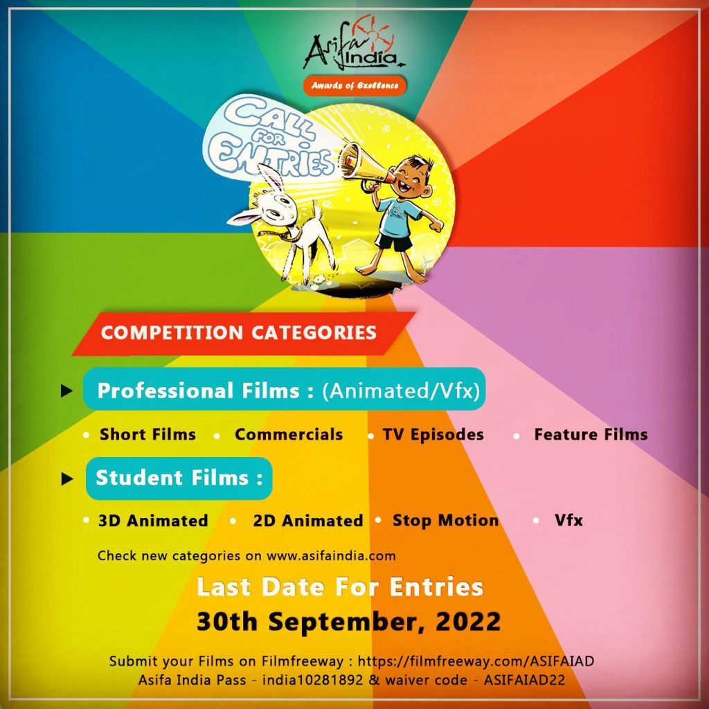 Call for Entries- Awards of Excellence under International Animation Day 2022 Celebrations of Asifa India